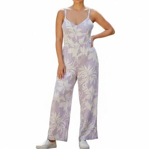 Kiwi+Punch Floral Lavender Rayon Jumpsuit Size XL
